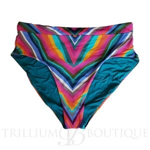 TRINA TURK Women's Reversible Louvre High Waisted Swimsuit Bottom NWT